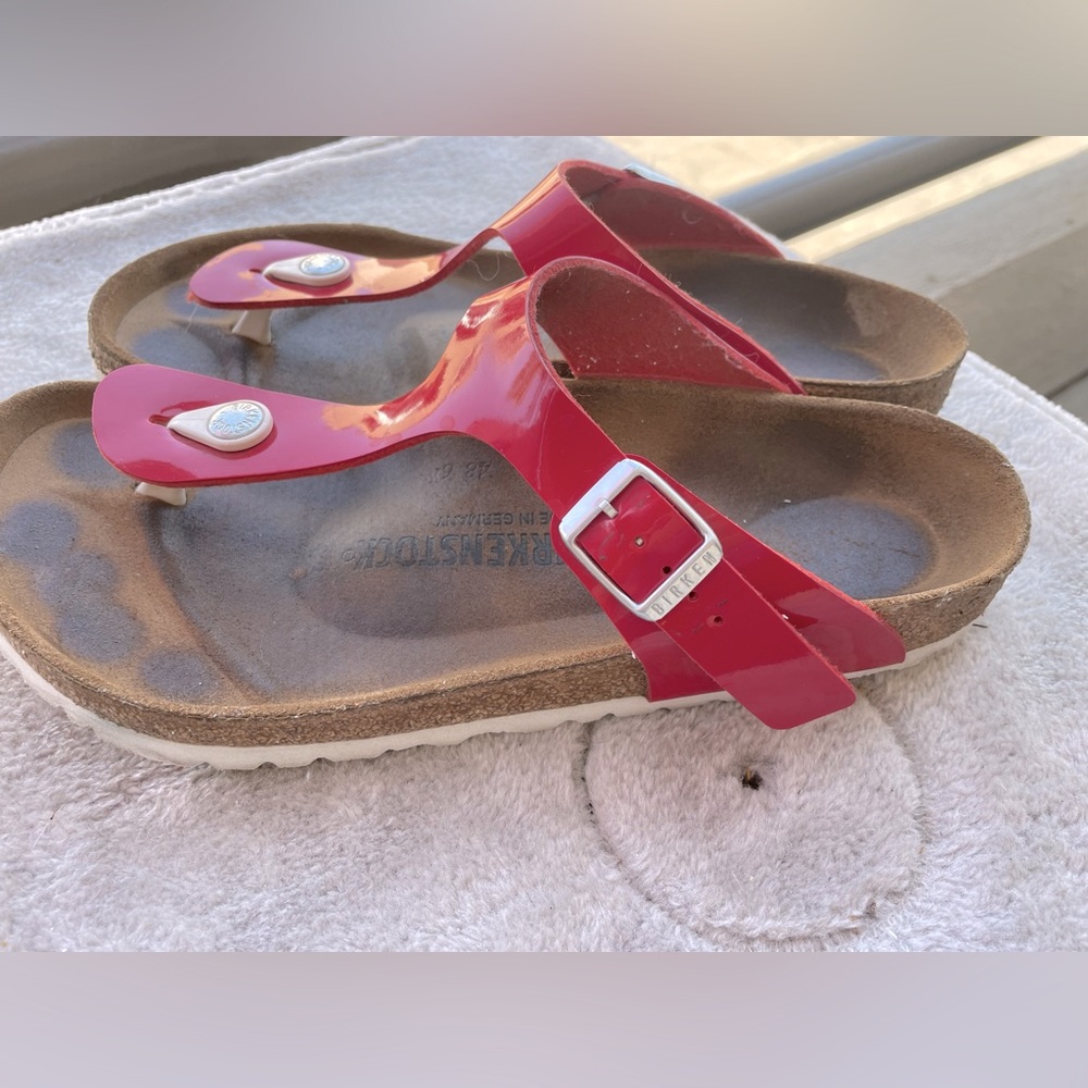 Birkenstock GIZEH RED Patent leather Sandals  size 40